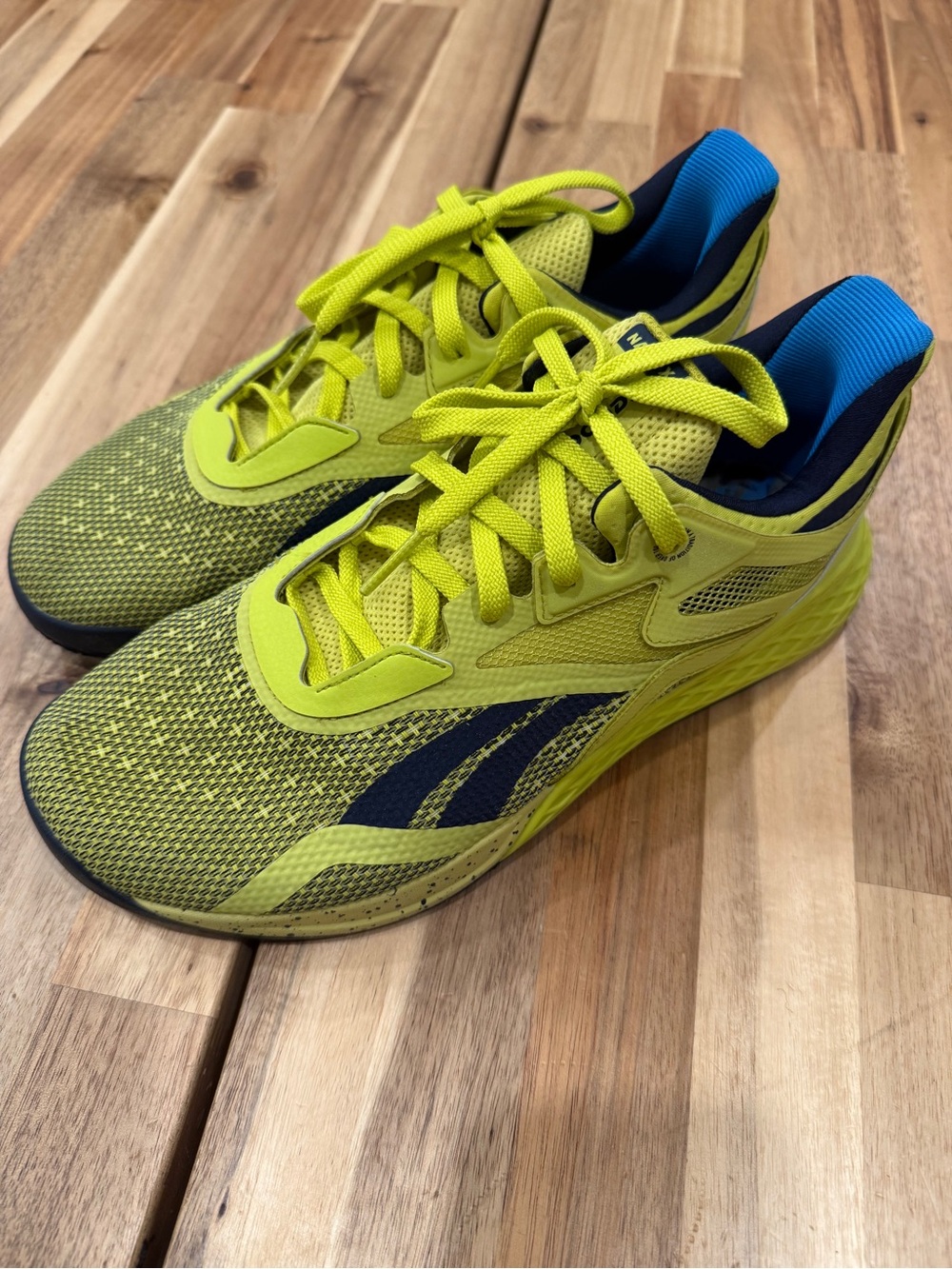 Mens Reebok Nano X Neon Yellow and Navy training shoes